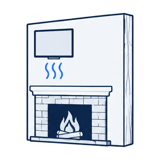 Schematic: a TV above a fireplace